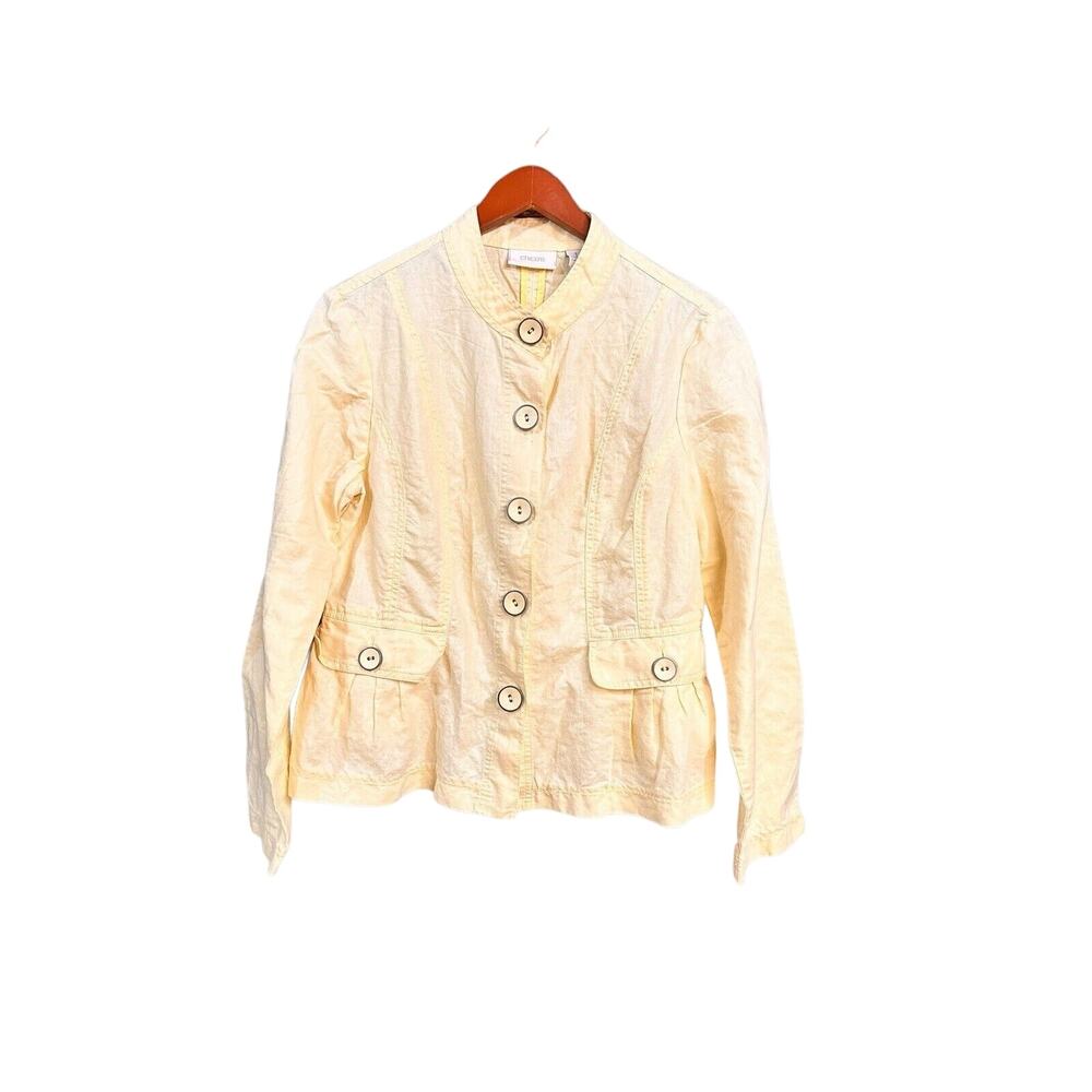 Chicos Cottagecore Yellow Button Down Jacket Size… - image 1